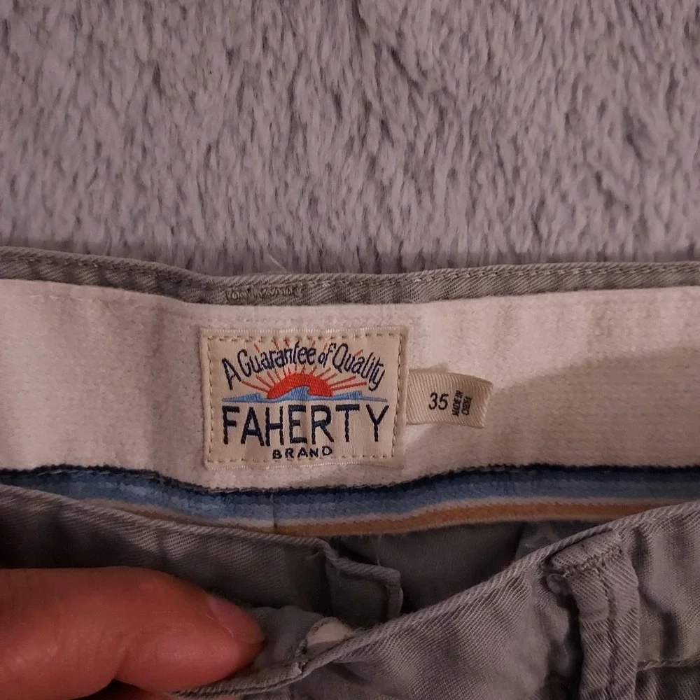 Faherty Shorts Mens 35 Chino Casual Preppy Organic Cotton Blend Golf Green Gray
